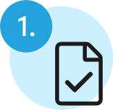 Symbol einer nummerierten Schrittanleitung mit einer Datei und einem Häkchen, dargestellt als Schritt 1.