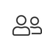 Symbol mit zwei stilisierten Personen, eine im Vordergrund und eine im Hintergrund.