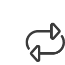 Symbol für Synchronisation mit zwei Pfeilen, die in entgegengesetzte Richtungen zeigen.