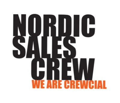 Text logo reading 'NORDIC SALES CREW' in bold black letters with 'WE ARE CREWCIAL' in smaller orange letters below.
