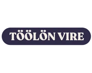 Black rounded rectangle with white text 'TÖÖLÖN VIRE' in bold serif font.