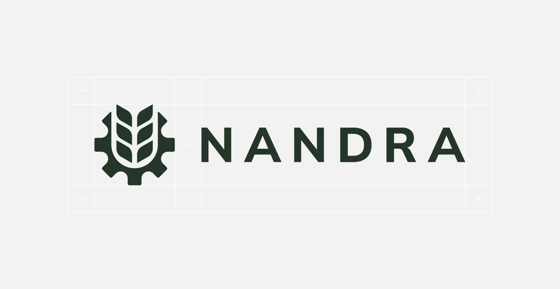 Logo featuring a gear with a stylized wheat stalk inside, followed by the word NANDRA in bold uppercase letters.
