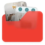 Open red wallet containing credit card and receipts.