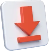 Red downward arrow icon on a white rounded square background.