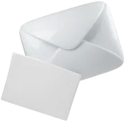 White envelope partially open with a blank white card.