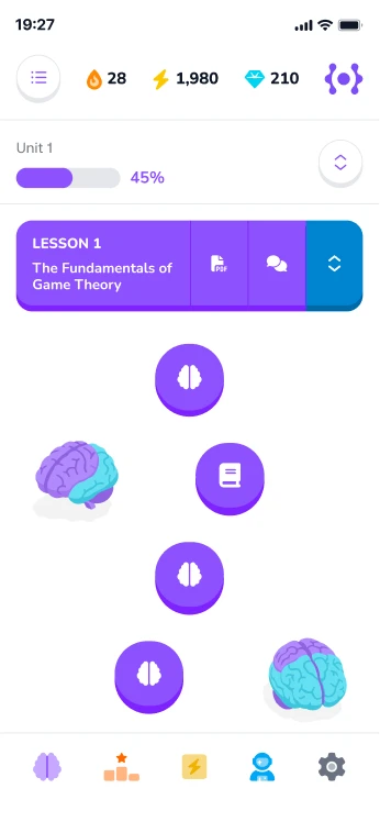 Smiling elderly man in overalls inspecting a plant leaf in a green field under blue sky.