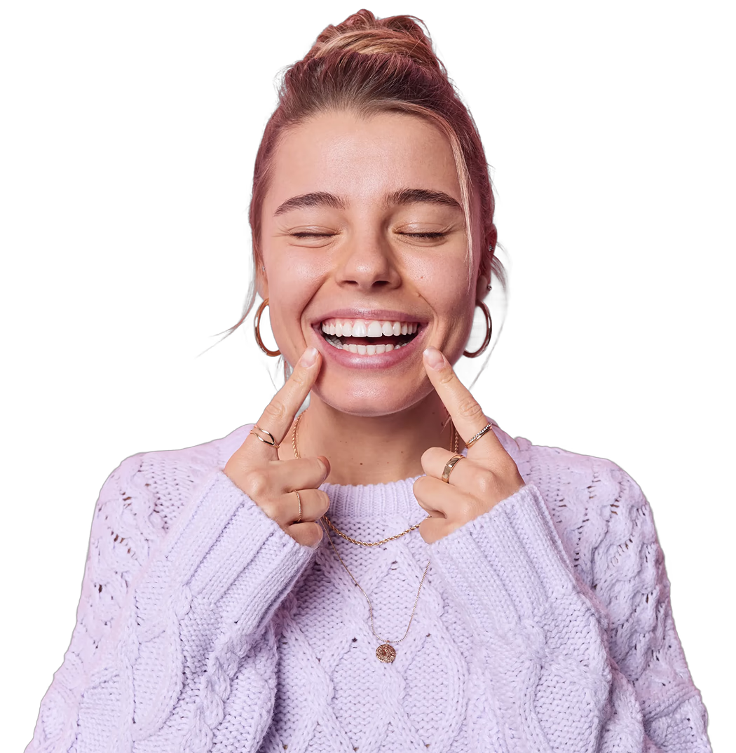 Smiling patient at Rinse Dental call to action