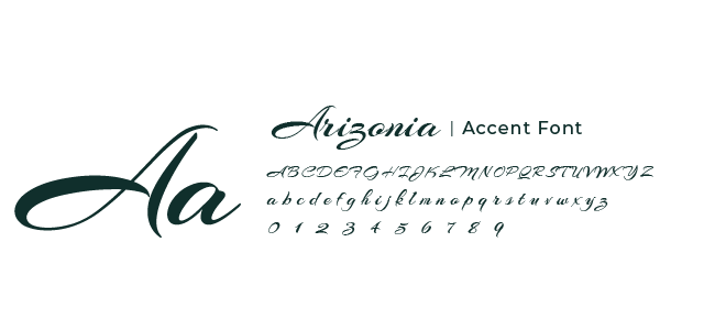 Samples of the League Script accent font showing uppercase, lowercase letters, numerals, and large stylized 'Aa'.