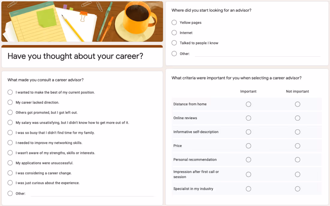 Extract from the Google Forms survey