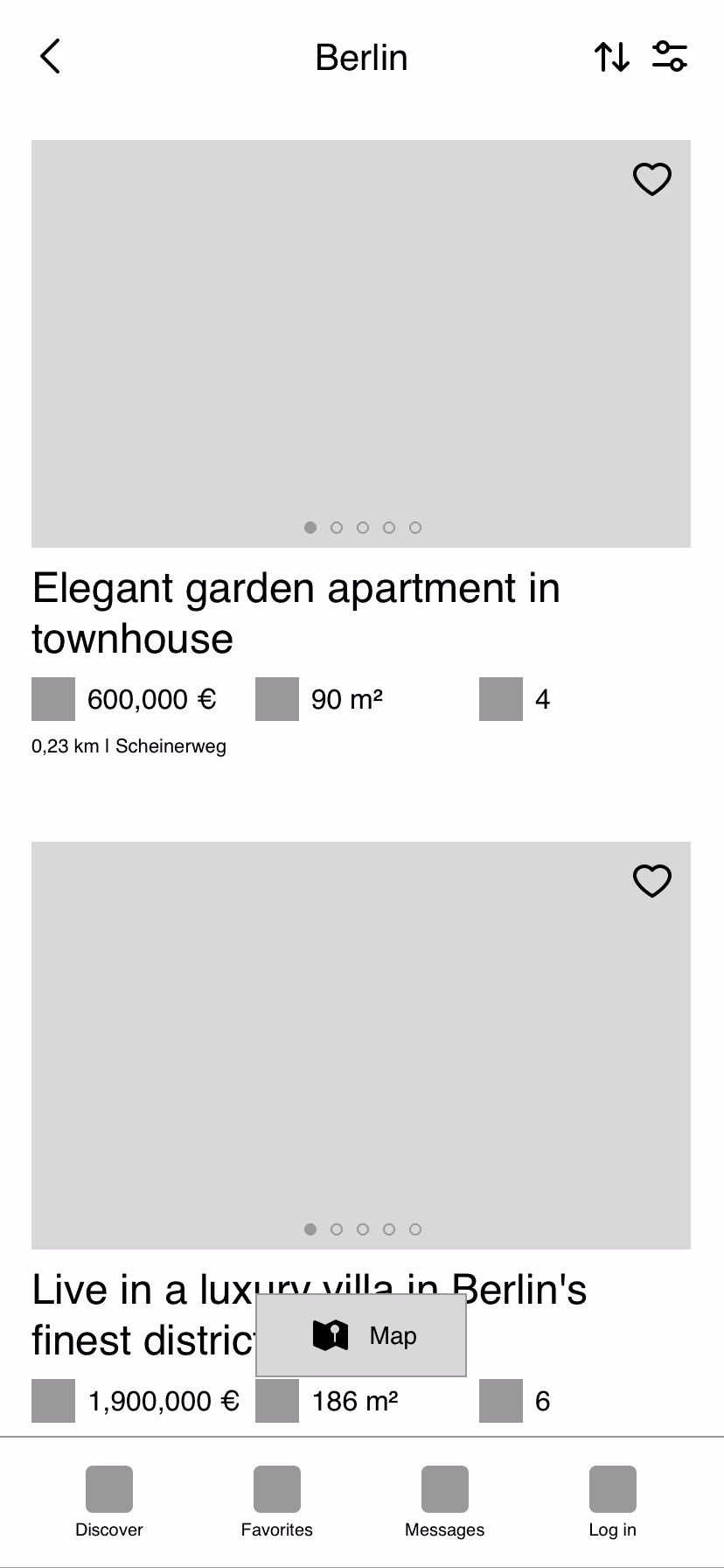 Wireframe Search results