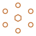 Simplified hexagonal molecular structure icon representing nanotechnology.