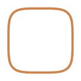 White scissors icon inside a rounded square with a brown outline.