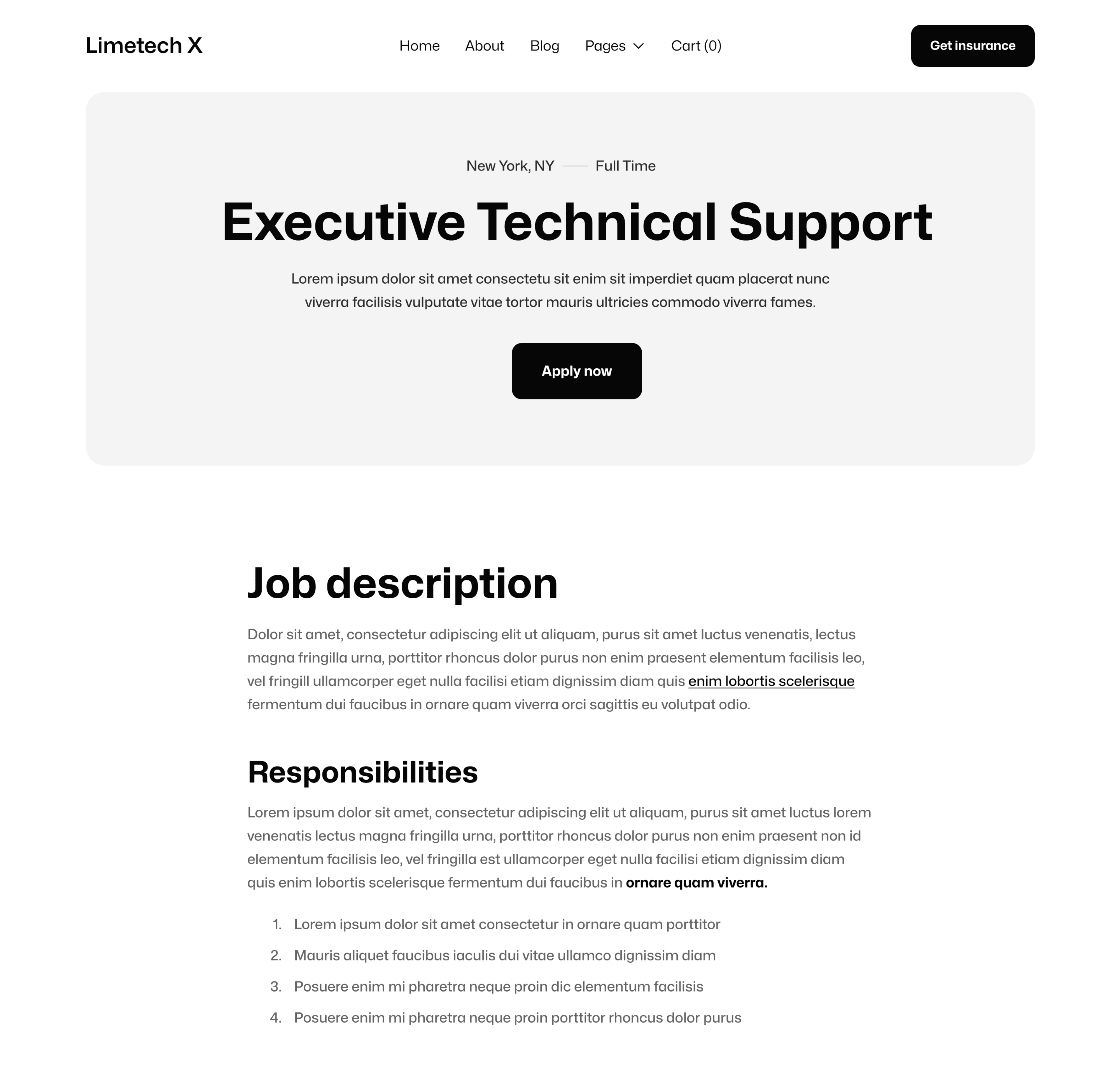Limetech X Career Single Page Insurance And Tech Webflow Template