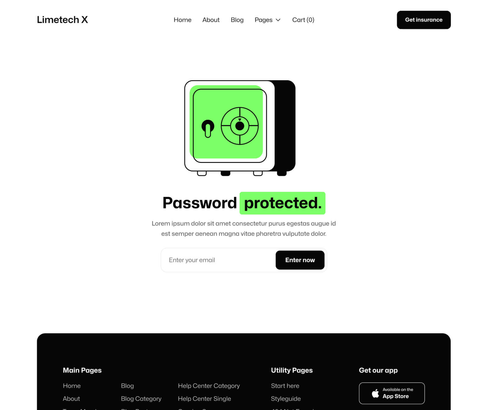 Limetech X - Password Protected Page - Insurance & Tech Webflow Template