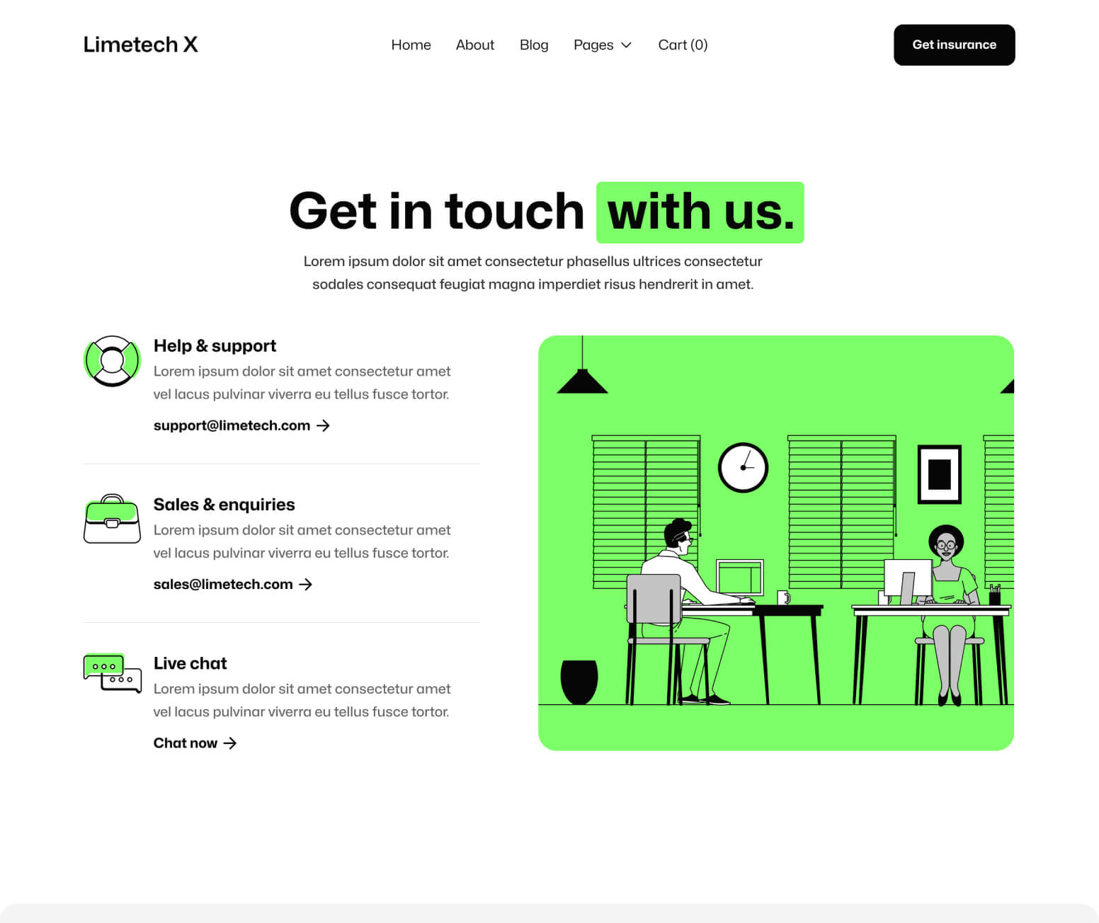 Limetech X - Contact V3 Page - Insurance & Tech Webflow Template