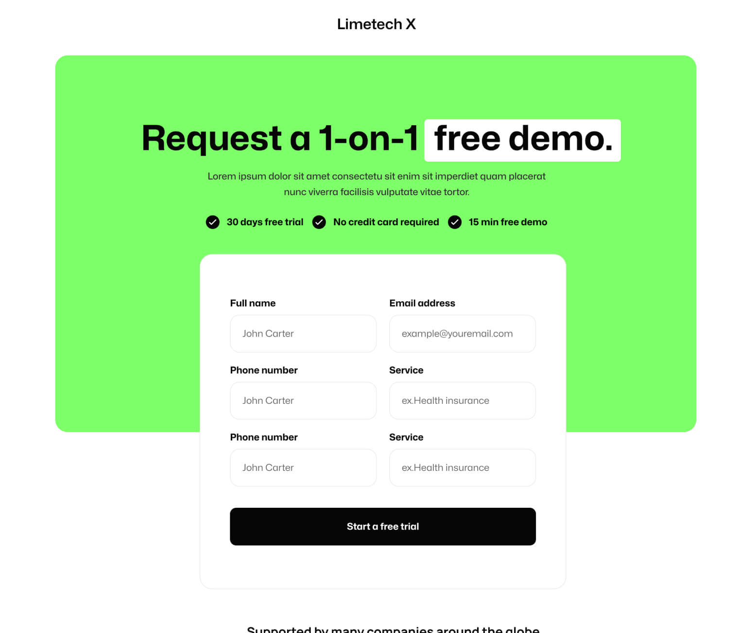 Limetech X - Request A Demo Page - Insurance & Tech Webflow Template