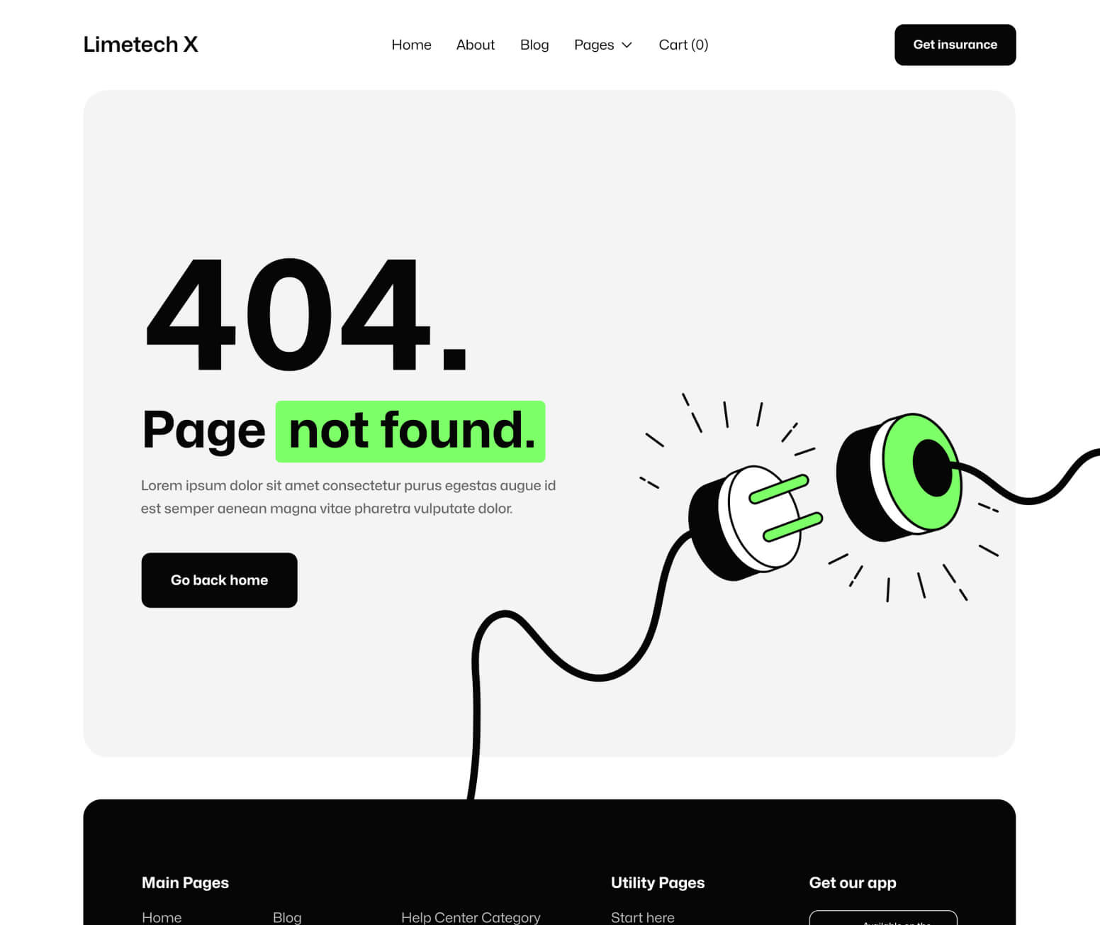 Limetech X - 404 Page - Insurance & Tech Webflow Template