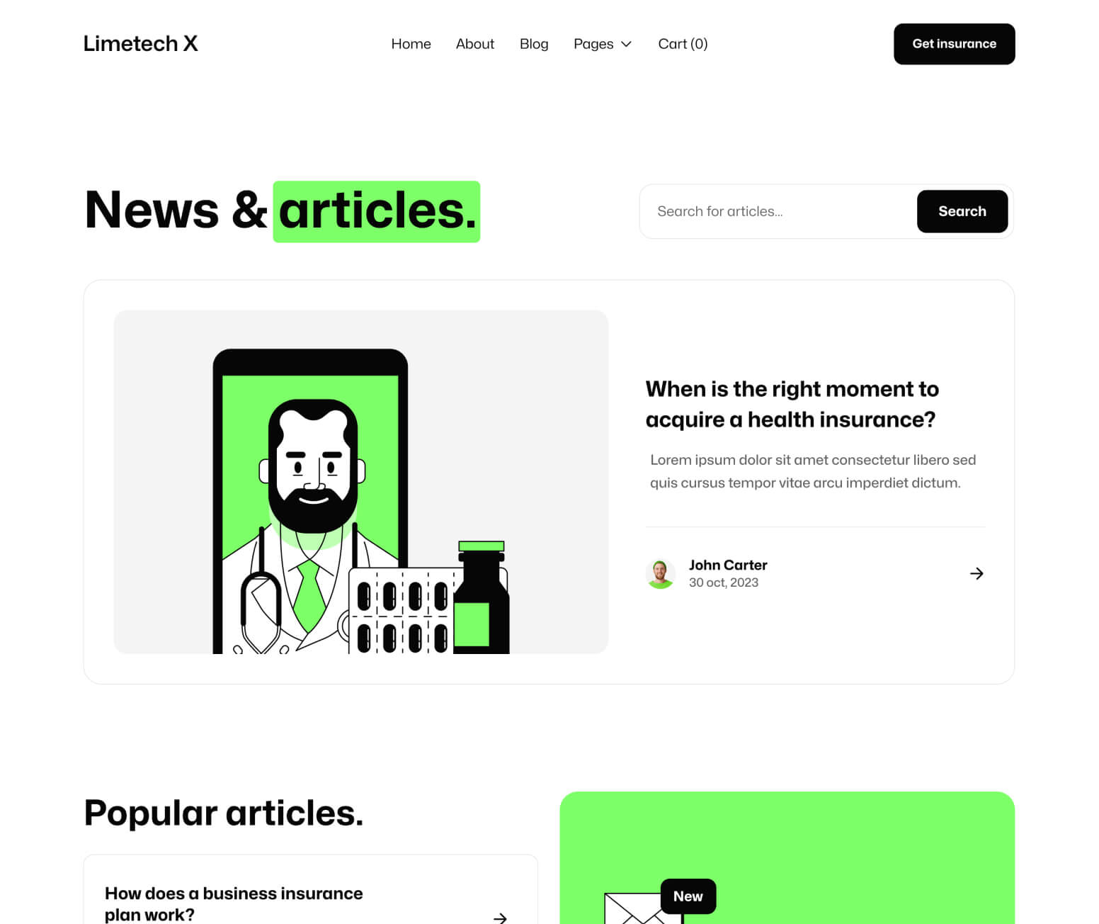 Limetech X - Blog V3 Page - Insurance & Tech Webflow Template