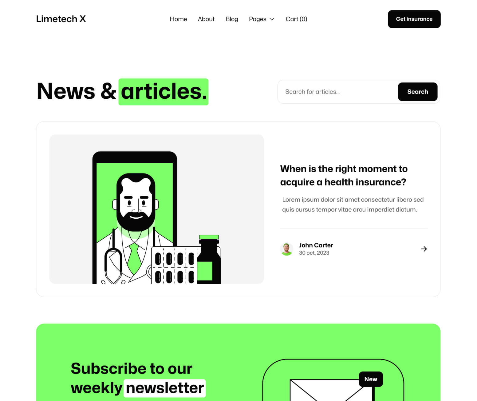 Limetech X - Blog V1 Page - Insurance & Tech Webflow Template