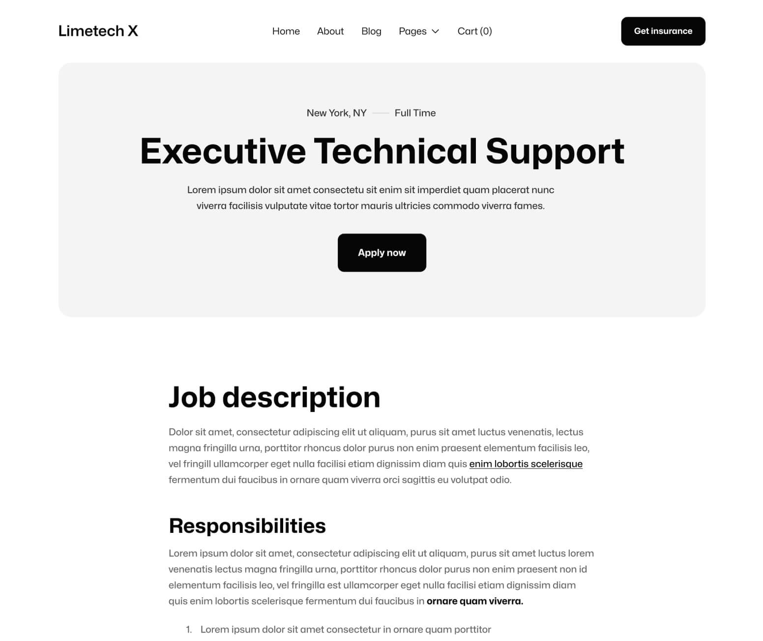 Limetech X - Career Single Page - Insurance & Tech Webflow Template