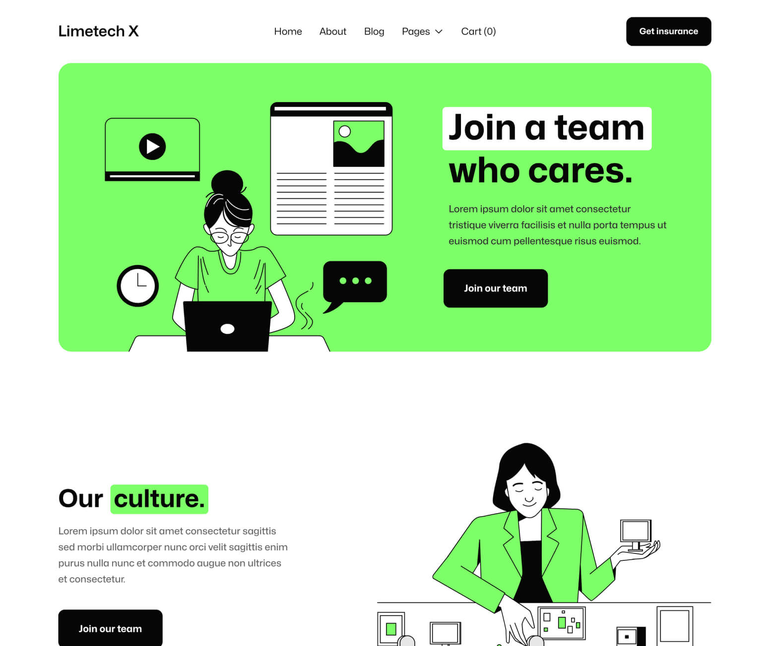 Limetech X - Careers Page - Insurance & Tech Webflow Template