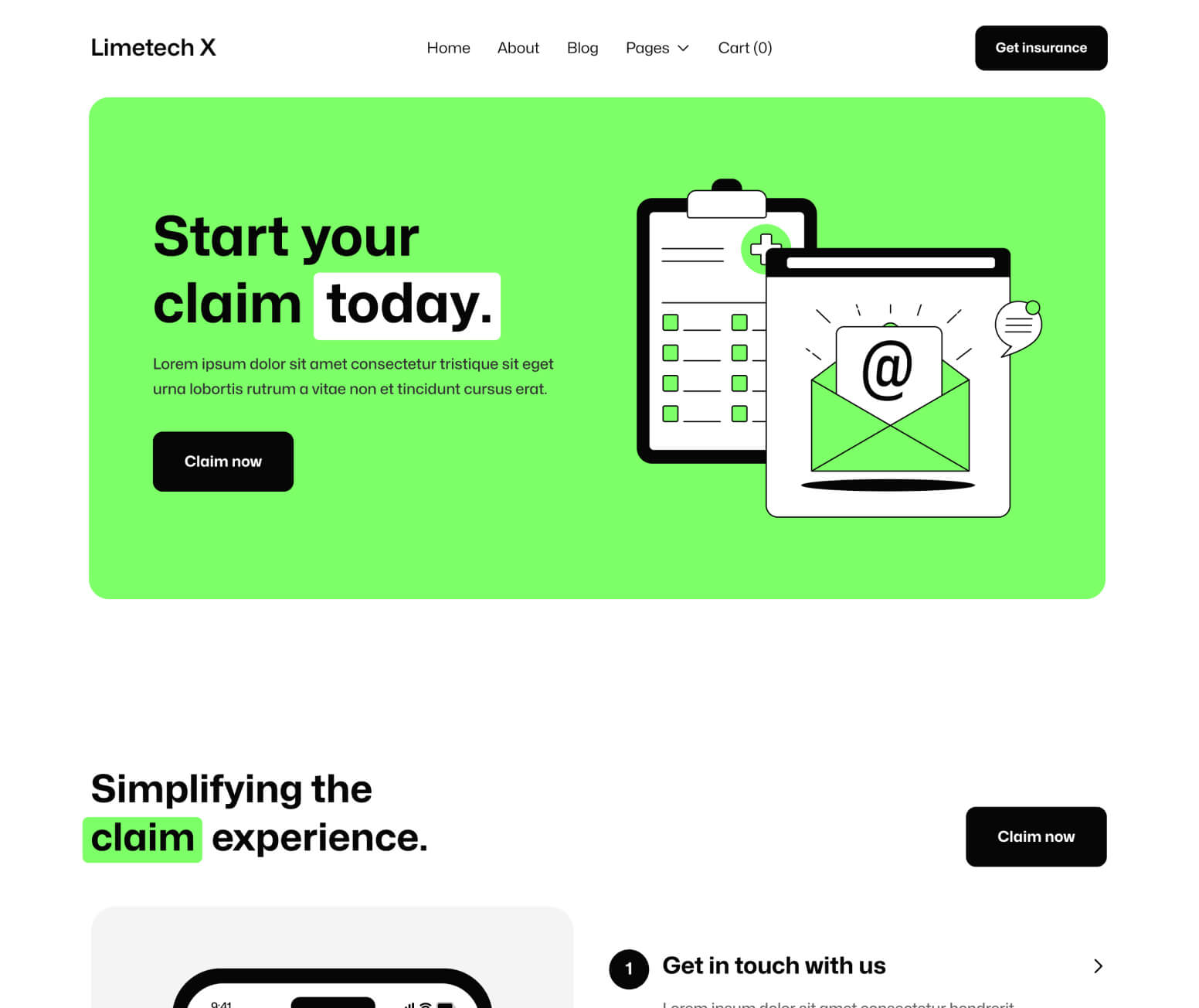 Limetech X - Claim Page - Insurance & Tech Webflow Template