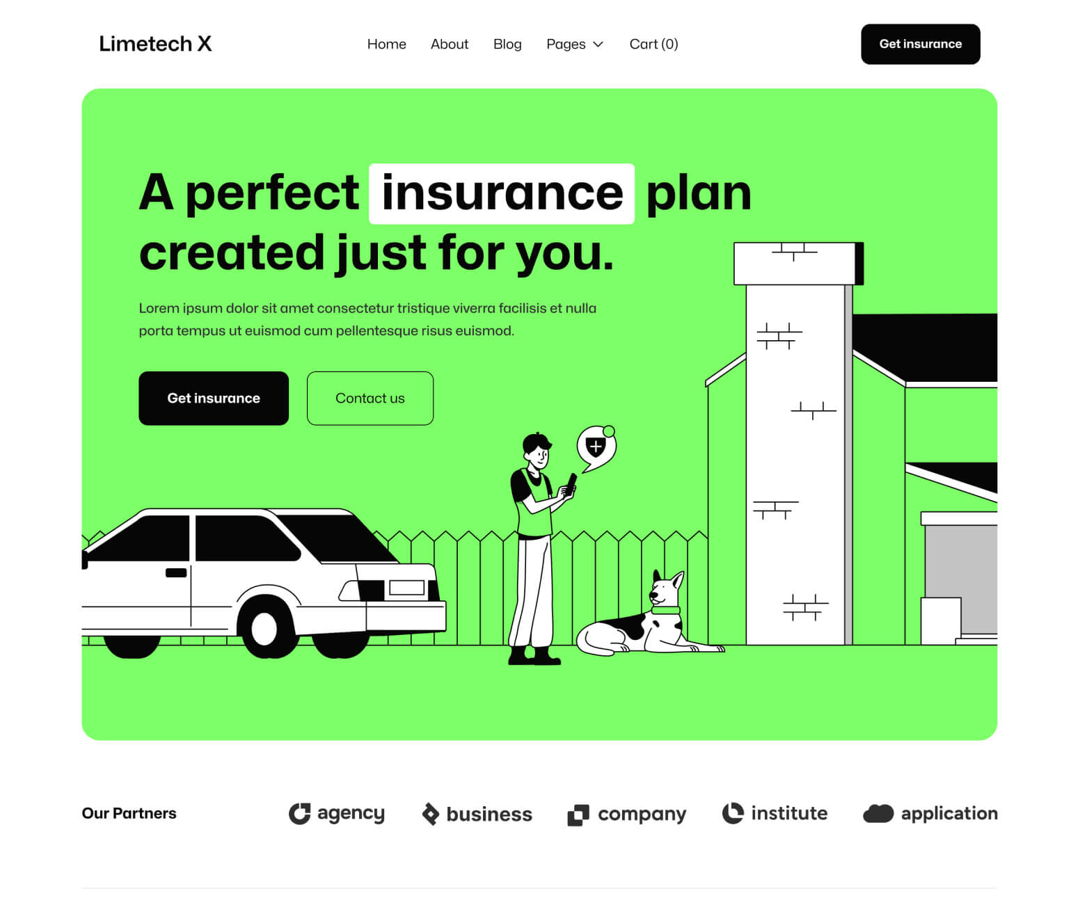 Limetech X - Home V1 Page - Insurance Webflow Template