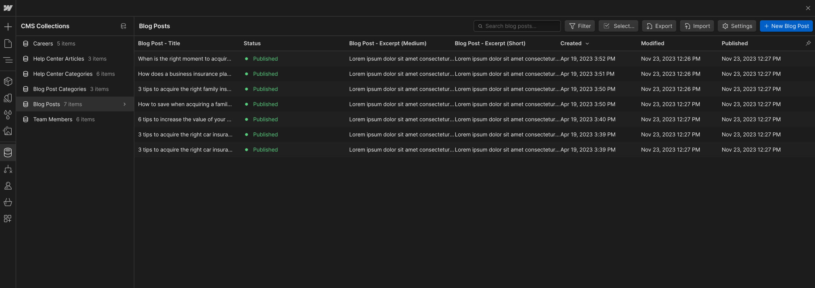 CMS Collection - Limetech X Webflow Template