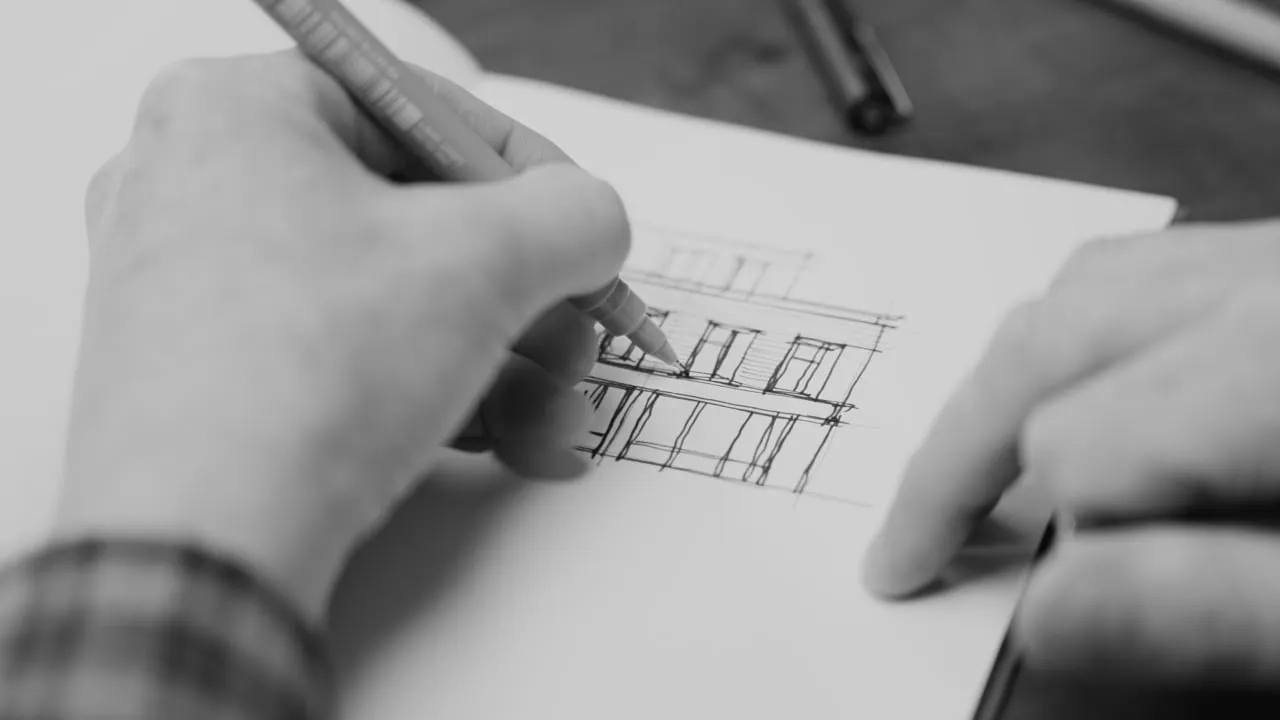 Hand drawing building concept for a project