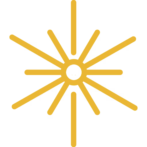 Yellow Spark icon with symmetrical rays extending from a central circle.