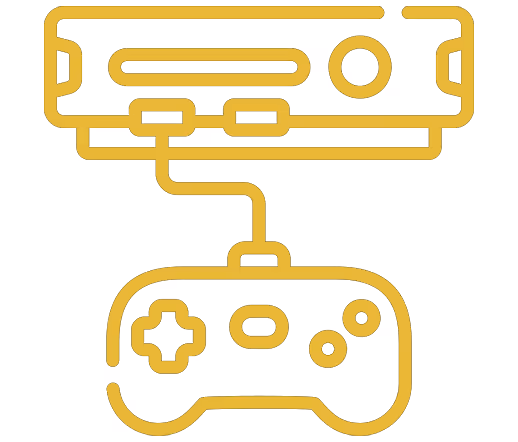 Black and white silhouette of a classic handheld game console with a screen and control buttons.