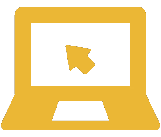 Black laptop icon with a cursor arrow on the screen.