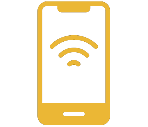 Flat black silhouette of a smartphone with rounded edges and a small circular home button.