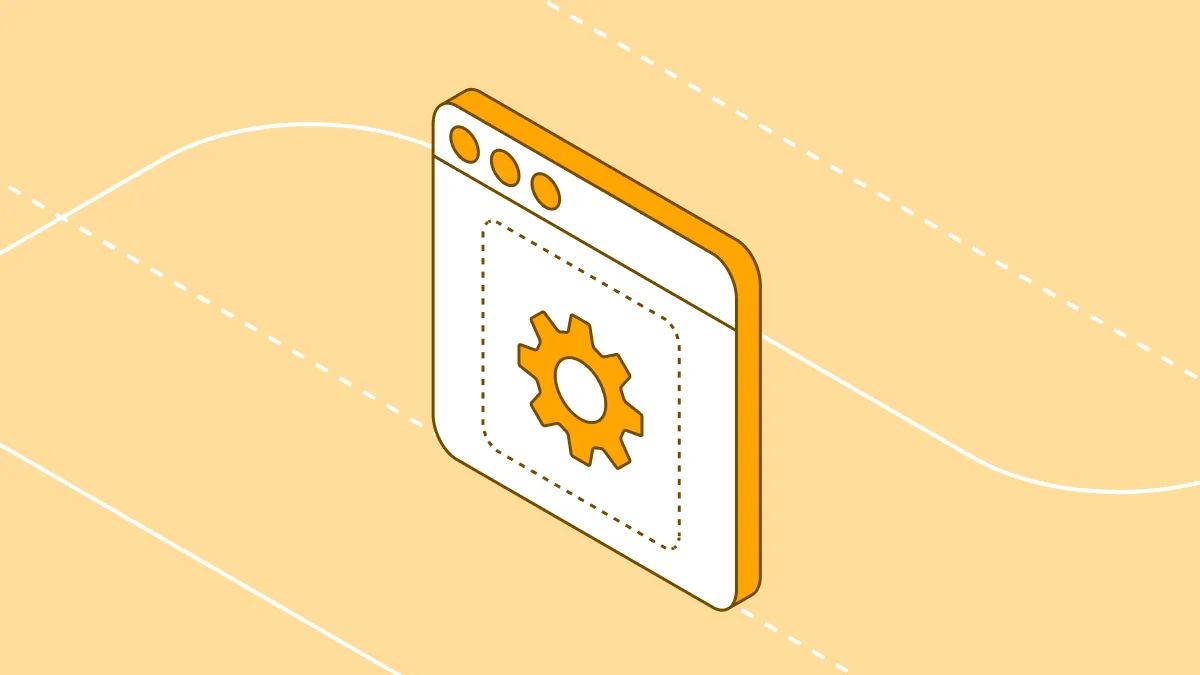 Isometric illustration of a browser window with a settings gear icon, representing the Cyberhaven Standalone Browser Extension