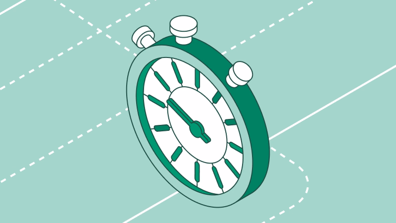 Stopwatch illustration representing fast, secure AI adoption with modern DLP
