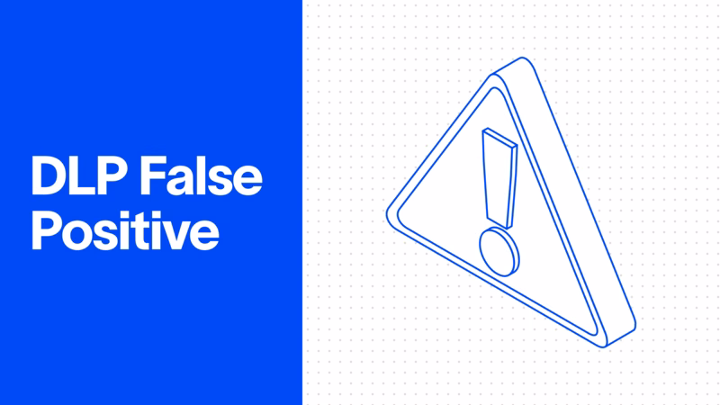 Illustration of a DLP false positive shown as a warning alert triangle