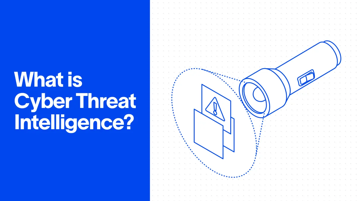 What is cyber threat intelligence — illustration of a flashlight revealing a security alert