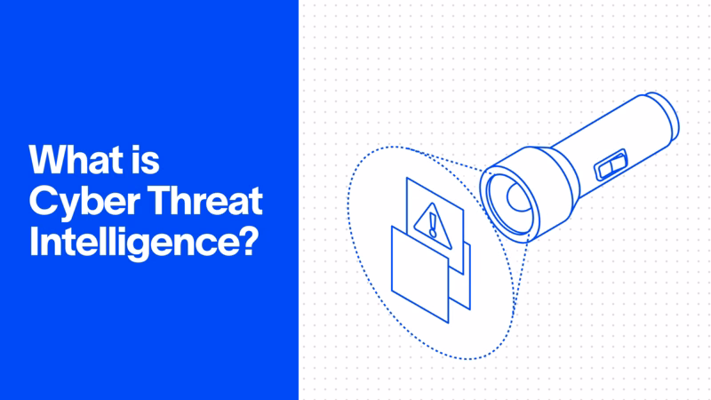 What is cyber threat intelligence: a flashlight revealing a security alert
