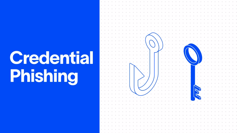 Credential phishing illustration: a phishing hook and an account key
