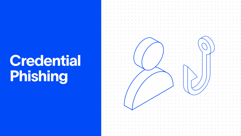 Credential phishing illustration: a phishing hook and an account key