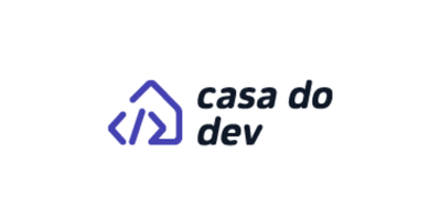 Logo da Casa do Dev, com um símbolo de chave de código e um contorno de casa.