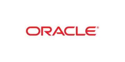 Logo da empresa Oracle, com texto vermelho sobre fundo branco.