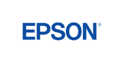 Logo da empresa Epson, com texto azul.