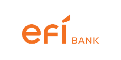Logo da empresa Efí Bank em cor laranja.