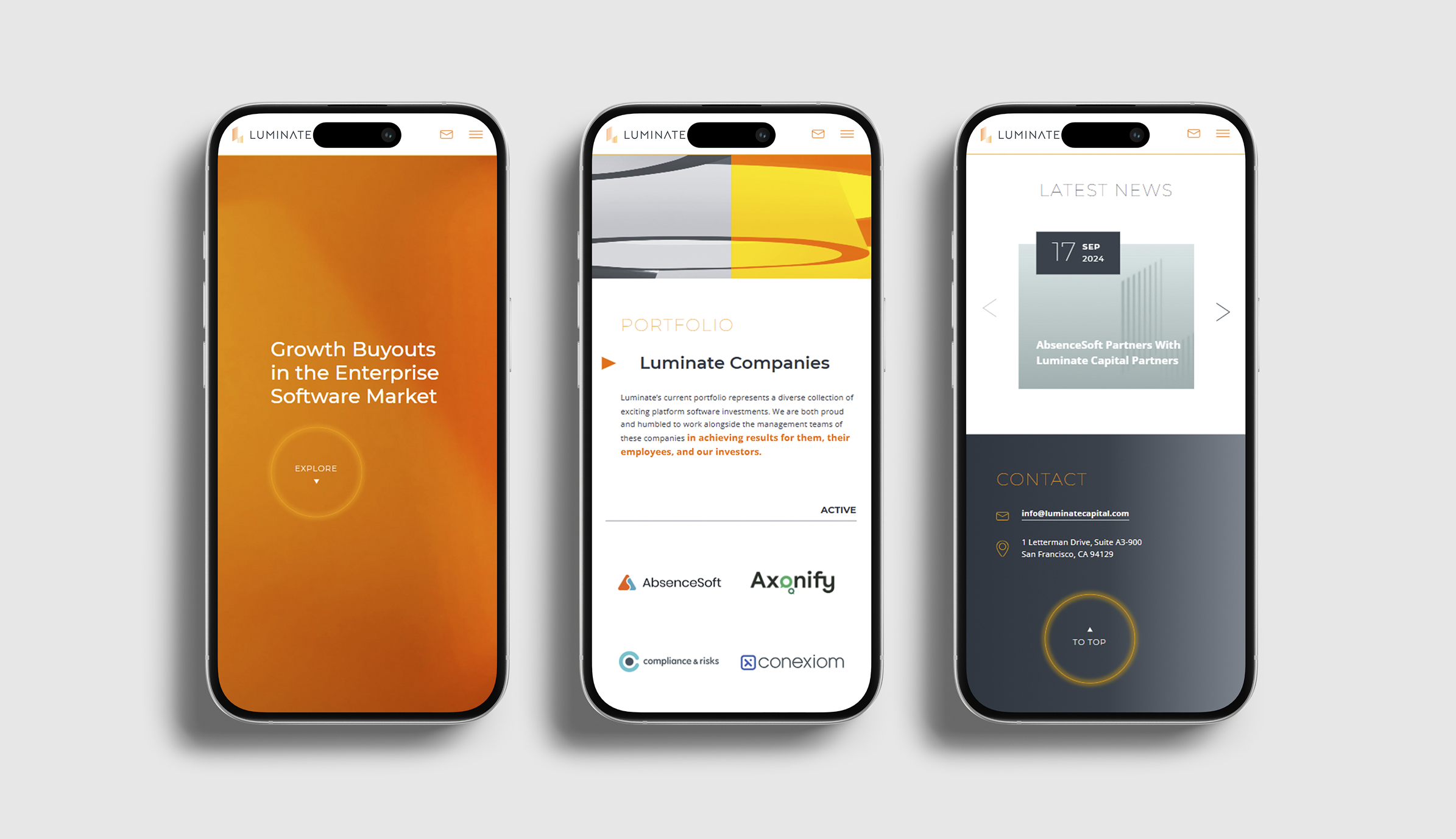 Luminate Capital mobile website development
