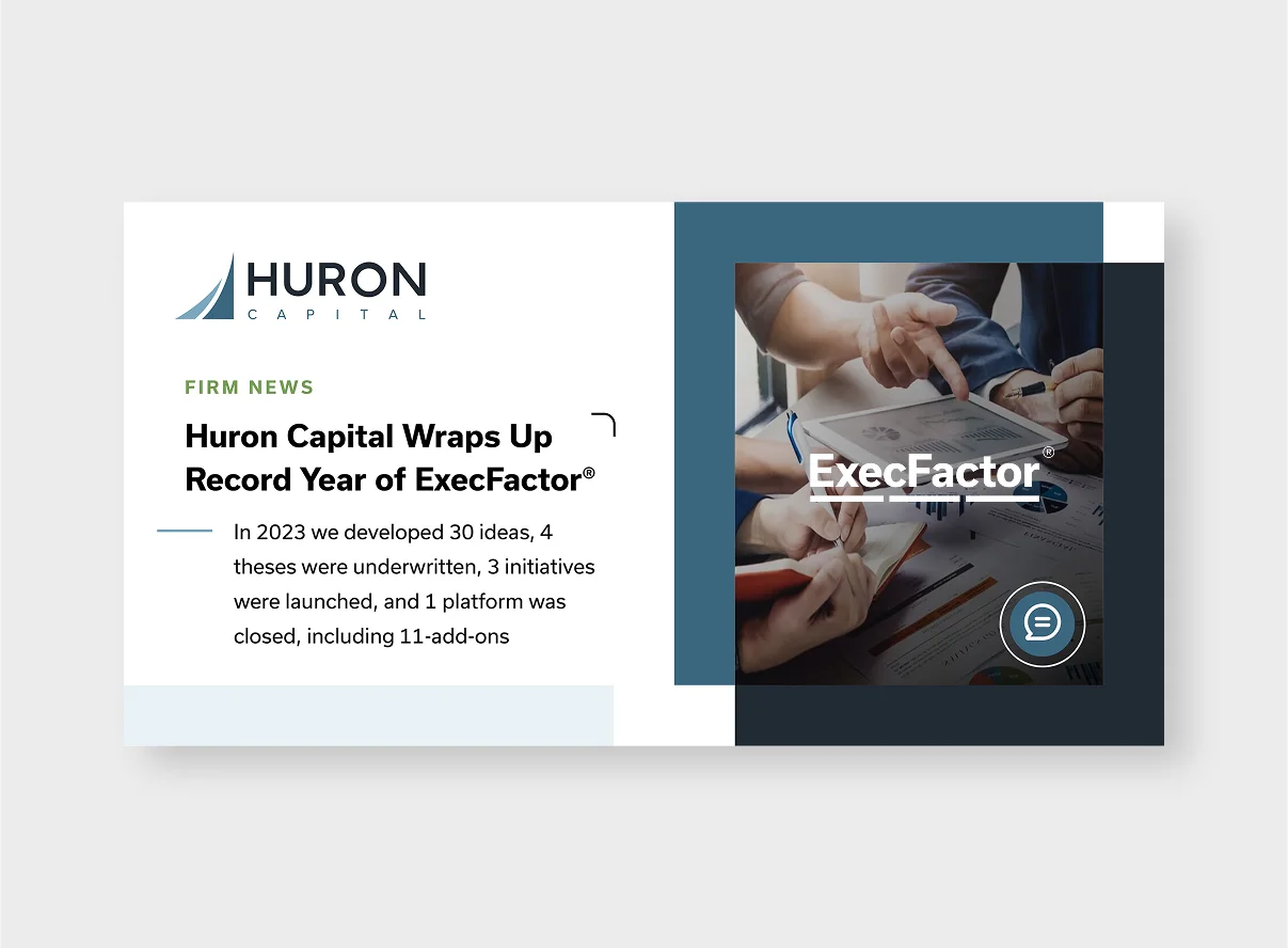 Huron Capital branded firm news graphic