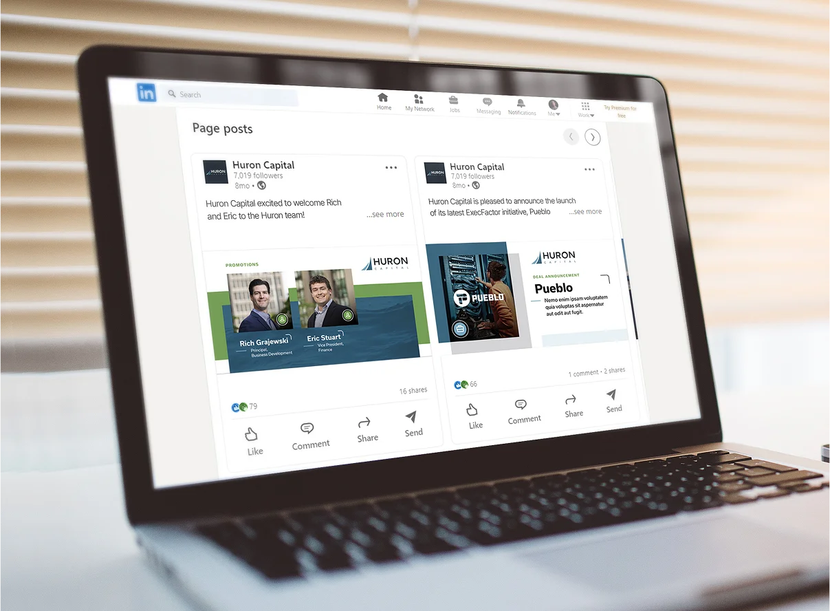 Huron Capital LinkedIn social post branding