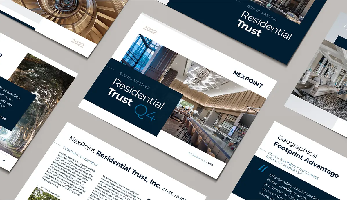 Board Meeting presentation for investor relations support for NexPoint