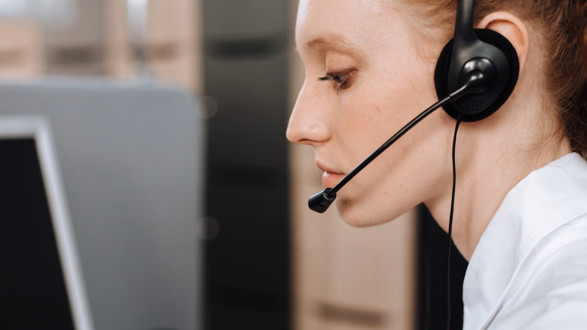 Woman wearing headphones