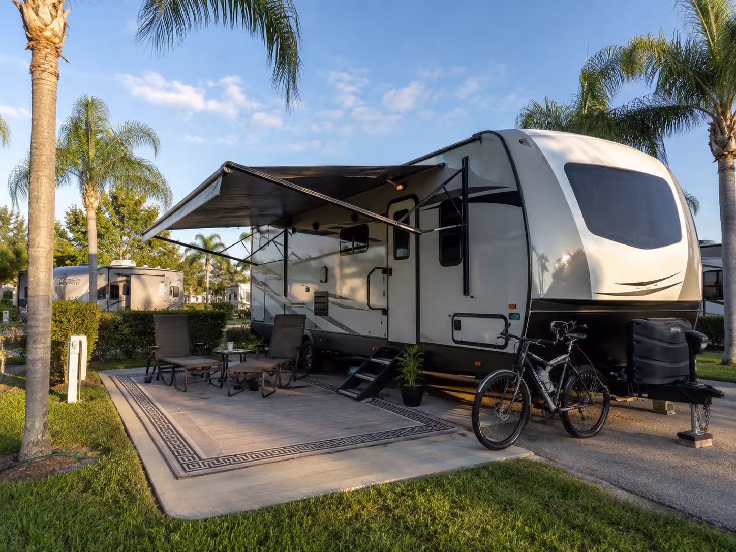 RV set up for a long term stay at an Orlando area park